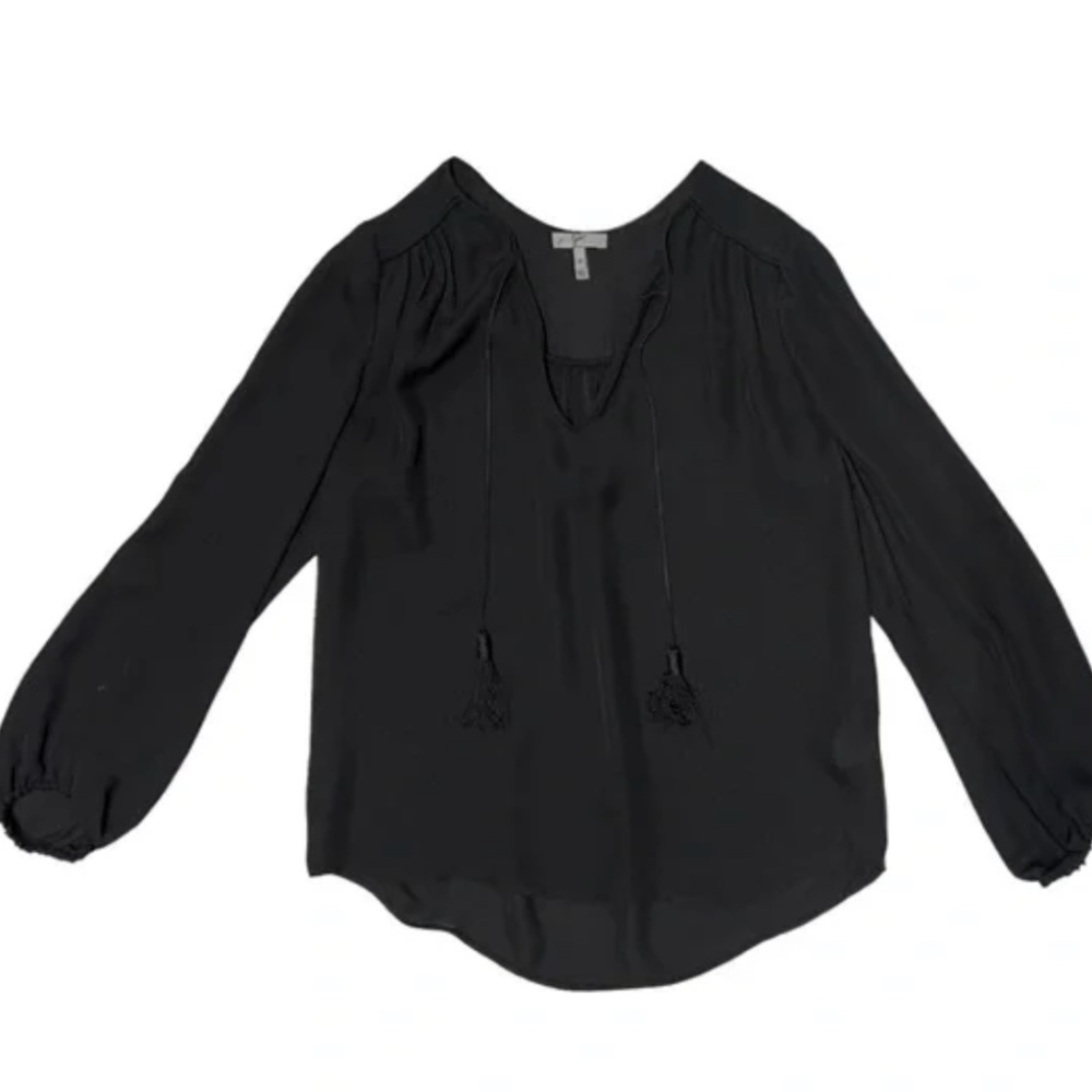Joie black silk long-sleeve top XXS